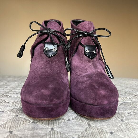 Rag & Bone Purple Suede Lace Up Ankle Heeled Boots Booties Women's EU 38 US 8 - Picture 10 of 16